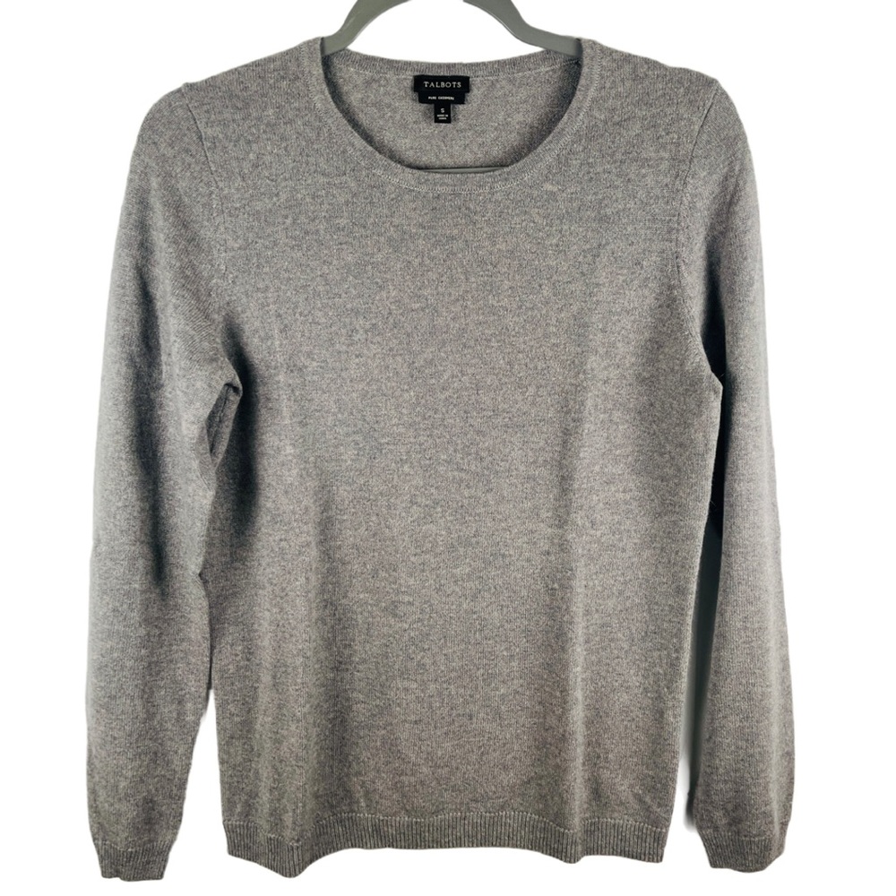 TALBOTS CASHMERE CREWNECK SWEATER | Small | Grey Heather